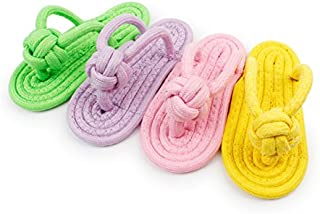 WORDERFUL Fun Decoy Sandal Natural Cotton Rope Save Your Shoes Pet Chew Toy,Random Color (2 or 4 Pcs) (4 Pieces)