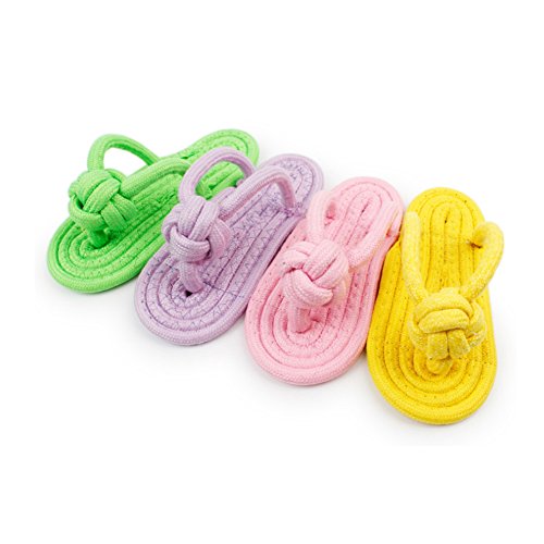 WORDERFUL Fun Decoy Sandal Natural Cotton Rope Save Your Shoes Pet Chew Toy,Random Color (2 or 4 Pcs) (4 Pieces)