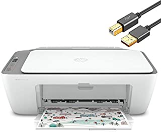 HP DeskJet Series All-in-One Wireless Color Inkjet Printer - 3-in-1 Print, Scan, Copy for Home Business Office, Up to 1200 dpi, Dual-Band WiFi, Bluetooth, Icon LCD display, White, 5 Feet Printer Cable