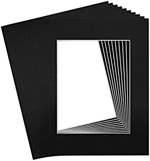 Pack of 10 16x20 BLACK Picture Mats with White Core Bevel Cut for 11x14 Pictures