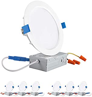 JJC 13W 6 Inch Ultra Thin Led Recessed Lights with Junction Box,5000K Daylight White, CRI90+, IC Rated,850 Lumens 65W Eqv. Dimmable Led Downlight ETL and Energy Star Certified- 6 Pack
