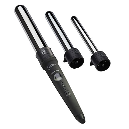 NuMe Titan 3 Curling Wand Set - 19mm, 25mm & 32mm Titanium with LCD Digital Display and Heat-Resistant Glove