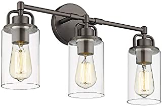 FEMILA 3-Light Bathroom Vanity Light, Farmhouse Vanity Wall Sconce Lamp with Clear Glass Shade, Oil Rubbed Bronze Finish, 4FH06-3W ORB