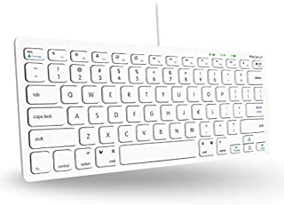 Macally USB Mini Keyboard for Mac and Windows PC - 78 Scissor Switch Keys with 13 Shortcut Keys - Compact & Small Keyboard that Saves Spaces and Looks Great - Plug and Play Mac Keyboard - White