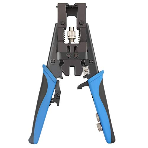 Coax Cable Crimper,Knoweasy 3 in 1 Coax Compression Crimp Tool for BNC RCA,RG58 RG59 RG6,Universal Wire Cutter and Coax Cable Tools