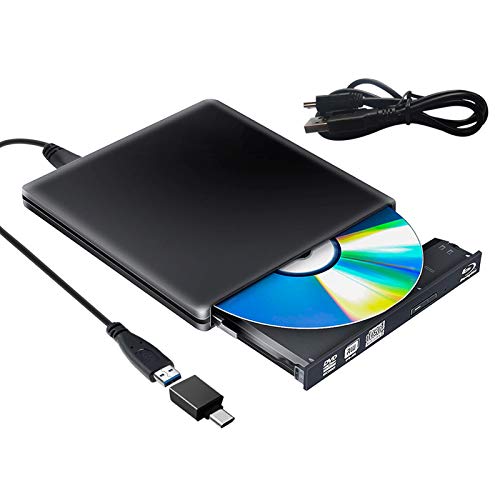 External Blu Ray DVD Drive 3D,Bluray Disc USB 3.0 Burner Reader Slim BD CD DVD RW ROM Writer Player for iMac PC Laptop MacOS Windows 7 8 10 XP