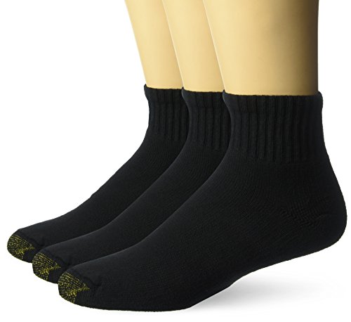 Gold Toe mens Ultra Tec Performance Quarter Athletic Socks, 3-pack Socks, Black, Shoe Size: 6-12.5, Sock size: 10-13