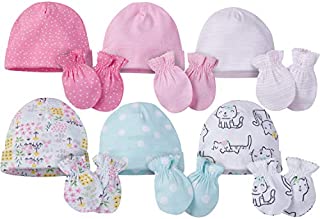 Onesies Brand Baby Girls' 12-Piece Cap and Mitten Set, cats, 0-6 Months