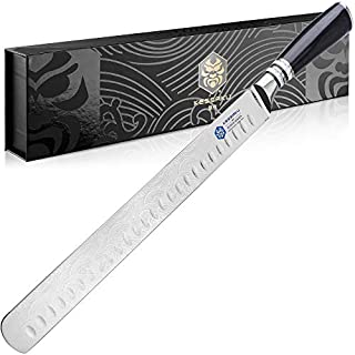 Kessaku 12-Inch Slicing Carving Knife - Ronin Series - Japanese Etched High Carbon Steel with Blade Guard