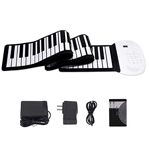 JAEZZIY Roll Up Piano, 88 Keys Electric Piano Keyboard, Upgraded Portable Keyboard Piano with Bluetooth Microphone Built-in Double Loud Speaker Rechargeable Battery Piano for Kids Beginners Gift