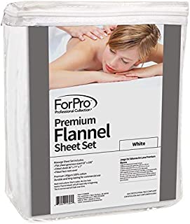 ForPro Premium Flannel 3-Piece Massage Sheet Set, White, for Massage Tables, Includes Massage Flat Sheet, Massage Fitted Sheet, and Massage Fitted Face Rest Cover