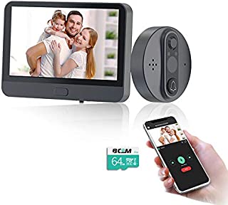 BCOM Digital Peephole Viewer WiFi Door Viewer Door Peephole AHD 720P Camera 120°Wide Angle 4.3 inch Smart Phone Tuya APP with 64G TF Card PIR Motion