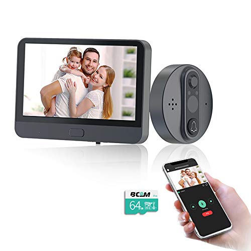 BCOM Digital Peephole Viewer WiFi Door Viewer Door Peephole AHD 720P Camera 120°Wide Angle 4.3 inch Smart Phone Tuya APP with 64G TF Card PIR Motion