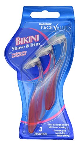 Harmon Face Values Bikini Disposable Shavers Razors, 3 Count Each, 3 Packs, 9 Total, Packaging May Vary