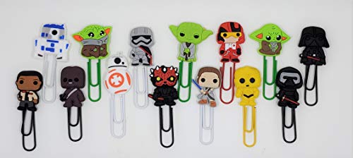 Set of 14 Star Wars Bookmarks or Paperclips - Mandalorian The Child, Darth Vader, R2-D2, Yoda and 10 Other Characters