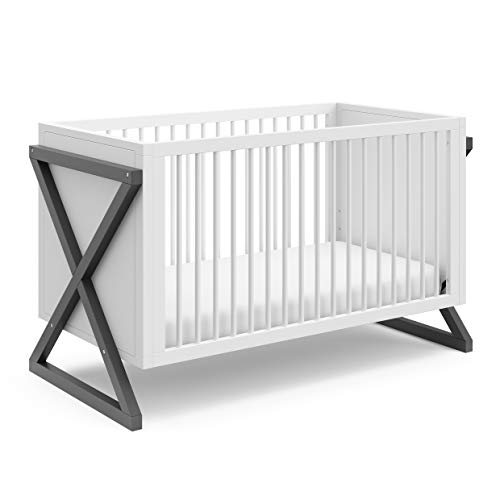 Storkcraft Equinox 3-in-1 Convertible Crib (Gray)  Easily Converts to Toddler Bed and Daybed, 3-Position Adjustable Mattress Support Base, Modern Two-Tone Design for Contemporary Nursery