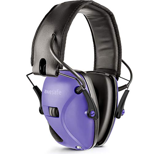 awesafe Electronic Shooting Earmuffs, Shooting Hearing Protection with Noise Reduction Sound Amplification (Green) (Purple)