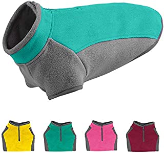 YIEPAL Stretch Fleece Dog Sweater Half Zip Dog Pullover Dog Fleece Vest Winter Dogs Jacket Warm Dog Coat Cold Weater Clothes for Small Dogs & Puppy, X-Large, Cyan