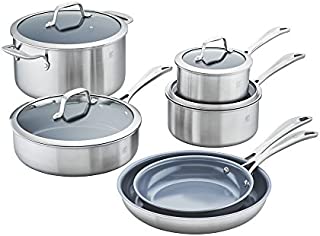 Zwilling J.A. Henckels Spirit Ceramic Nonstick Cookware Set, 10-pc, Stainless Steel