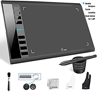 UGEE M708 Graphics Tablet, 10 x 6 inch Large Active Area Drawing Tablet with 8 Hot Keys, 8192 Levels Pen, UGEE M708 Graphic Tablets for Paint, Digital Art Creation Sketch