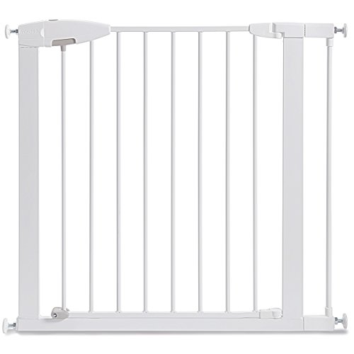 Munchkin Easy Close Pressure Mounted Baby Gate for Stairs, Hallways and Doors, Walk Through with Door, Metal, White