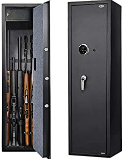 Moutec Large Biometric Rifle Safe, New and Improved Fingerprint Long Gun Safe for 5-7 Rifle Shotgun for Home, Quick Access Gun Storage Cabinet (with/Without Scope) with Handgun Lockbox Slient Mode