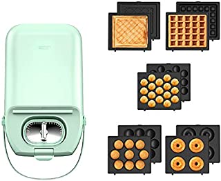 HYISHION Sandwich Maker, Toaster and Electric Panini Maker Omelette Grilled Cheese Machine with Removable Plates, Cheese Sandwich Maker Waffle Iron with Cool Touch Handle,Green,6Pcs