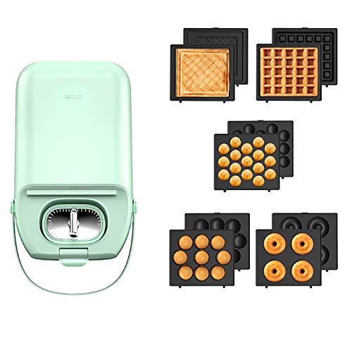 HYISHION Sandwich Maker, Toaster and Electric Panini Maker Omelette Grilled Cheese Machine with Removable Plates, Cheese Sandwich Maker Waffle Iron with Cool Touch Handle,Green,6Pcs