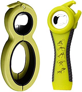 Funny Tool Jar Opener Bottle Opener & Can Opener Ergonomic Multifunction Opener Set for Weak Hands,Arthritis Sufferers,Elderly,Women,Seniors Kitchen Tool Set(2 pack) (green)