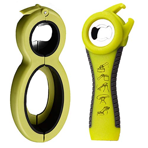 Funny Tool Jar Opener Bottle Opener & Can Opener Ergonomic Multifunction Opener Set for Weak Hands,Arthritis Sufferers,Elderly,Women,Seniors Kitchen Tool Set(2 pack) (green)