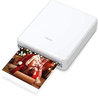 Victure 3x3 Portable Photo Printer, Bluetooth Connection, Rechargeable, Including 10 Pieces of Photo Paper, Android/iOS/Tablet Devices Compatible, no Ink, Wireless,4 Pass Technology