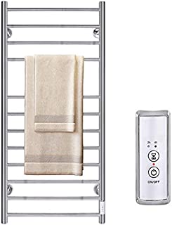 JSLOVE Heated Towel Warmer Wall Mounted for Bathroom,12 Bars Hot Electric Towel Warmer with Timer, Stainless Steel Towel Drying Rack, Plug-in/Hardwired, Brushed