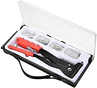 Audew Rivet Gun, 4 in 1 Professional Rivet Tools, Single Hand Manual Rivet Gun Kit with 100-Piece Rivets, Heavy Duty Hand Riveter Set for Automotive Railway Duct Work