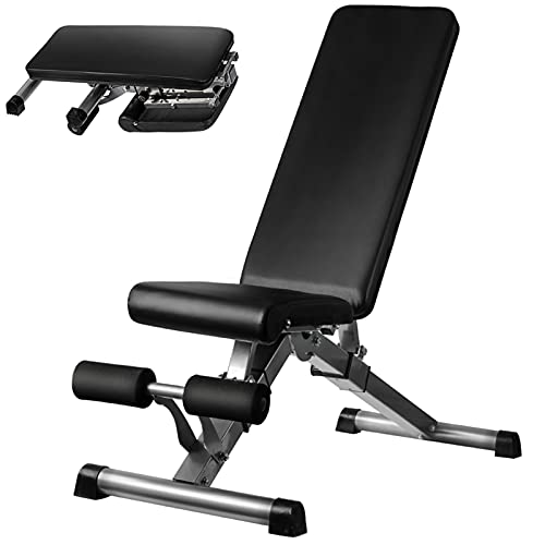 Adjustable Weight Bench, Utility Workout Bench for Home Strength Training, Flat Incline Decline Exercise Workout Bench for Home Gym