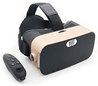 VIFE, Virtual Reality Headset ,3D VR Glasses for Mobile Games and Video & Movie,Compatible 3.5-6 inch iPhone/Android Phone,Including iPhone,Samsung, LG,etc (Golden/Black or White Col Remote)