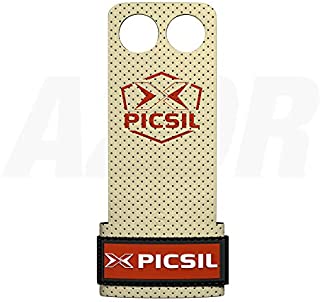 X PICSIL Azor Grips 2 Holes, Hand Grips and Gymnastics Grips for Cross Training, muscleups, pullups, Weight Lifting, Chin ups, Training, Exercise, Kettlebell (White, M)