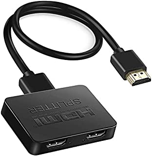 avedio links HDMI Splitter 1 in 2 Out, 4K HDMI Splitter for Dual Monitors Duplicate/Mirror Only, 1x2 HDMI Splitter 1 to 2 Amplifier for Full HD 1080P 3D with HDMI Cable (1 Source onto 2 Displays)