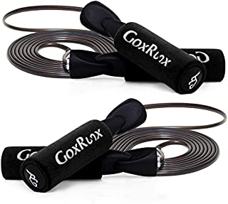 2 Pack Jump Rope Steel Wire Adjustable Jump Ropes with Anti-Slip Handles for Workout Fitness Exercise,Skipping Rope Speed Rope Crossfit for Kids, Women, Men All Heights and Skill Levels (Black)