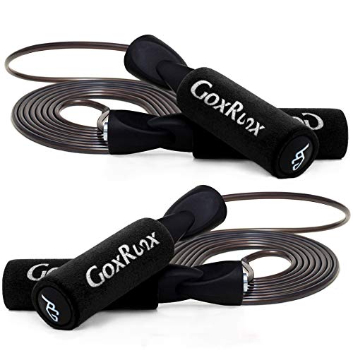 2 Pack Jump Rope Steel Wire Adjustable Jump Ropes with Anti-Slip Handles for Workout Fitness Exercise,Skipping Rope Speed Rope Crossfit for Kids, Women, Men All Heights and Skill Levels (Black)