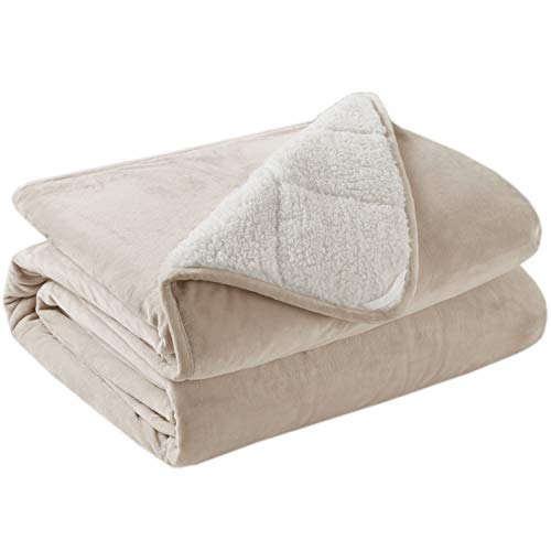 Degrees of Comfort Sherpa Weighted Throw Blanket for Adults | Dual-Sided Fuzzy Soft Sherpa & Velvet Plush Fleece | Soft Weighted Blanket for One Person Use Sofa Lap Twin Bed | 50x60 Sand 10 LBS