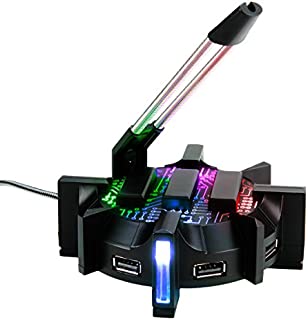 ENHANCE Pro Gaming Mouse Bungee Cable Holder with 4 Port USB Hub - 7 LED Color Modes with RGB Lighting - Wire & Cord Management Support for Improved Accuracy, Stabilized Design for Esports