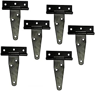 T&B T-Strap Hinges Light Duty Barn Door Hinges Shed Door Hinges Rustic Hinges Gate Strap Hinge Door Barn Gates Hinges Black Wrought Hardware Iron Rustproof 6PCS (4inch)