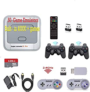 Gamebound Super Console X Pro HDMI TV Retro Videogame Player, Built-in 41,000 + Games, 2 SNES + 2 PS3 Wireless Controllers (PRO-128G)