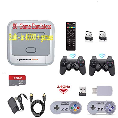 Gamebound Super Console X Pro HDMI TV Retro Videogame Player, Built-in 41,000 + Games, 2 SNES + 2 PS3 Wireless Controllers (PRO-128G)