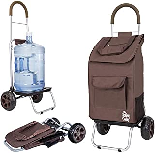 dbest products Trolley Dolly, Brown Shopping Grocery Foldable Cart