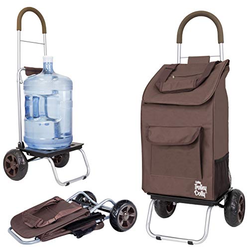 dbest products Trolley Dolly, Brown Shopping Grocery Foldable Cart