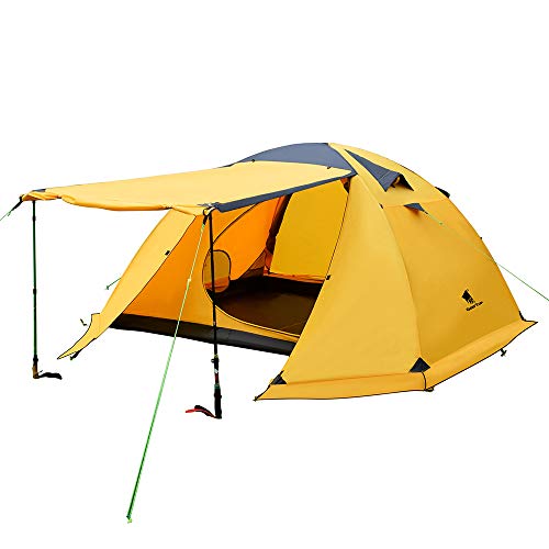 Geertop Portable 4 Person 4 Seasons Backpacking Tent Double Layer Waterproof Larger Family Camping Tent Lightweight for Camp Outdoor Sports Hiking Travel Beach - Easy to Set Up