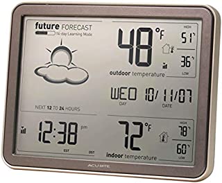 AcuRite 75077A3M Self-Learning Forecast Wireless Weather Station with Large Display and Atomic Clock, Brown, Rose Gold