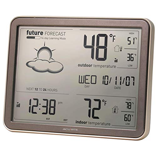 AcuRite 75077A3M Self-Learning Forecast Wireless Weather Station with Large Display and Atomic Clock, Brown, Rose Gold