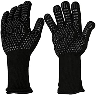 BBQ Grill Gloves [1472 NEWEST] EN407/EN420 CE Heat Resistant - Oven Silicone Glove Fireproof for Smoker Baking - High-temp Barbecue Grilling Potholders - Heat-insulated Cooking Mitt, X-Long